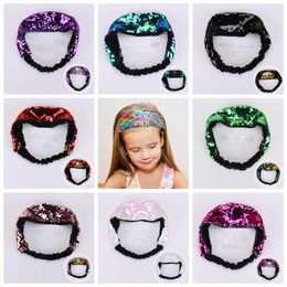 Mermaid Kids Girl Headbands Sequins Head Strap Double Colours Children Head Bands Fashion Glitter Headwear Wholesale Hair Accessories BT5420