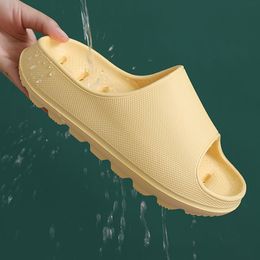 Thick Sole Home Women Heel Slippers Hollow Out Quick-dry EVA Slides Bedroom Ladies Platform Shoes Couple House Slippers