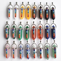 7 Chakra Natural Stone Lapis Tiger Eye Quartz Obsidian Charms Pendant for Diy Jewellery Making Necklace Accessories Wholesale