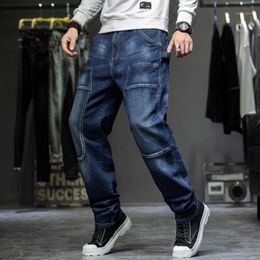 Men's Jeans Loose Hiphop Baggy Denim Pants Leisure Men Clothing Cargo Trousers Patchwork Jean Mens Bottoms