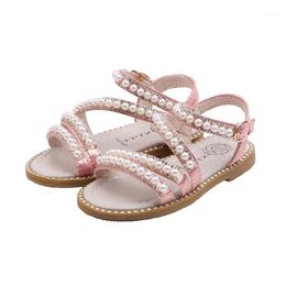 2020 Summer New Girls' Sandals Sweet Baby Pearl Princess Shoes Soft Bottom Rhinestone Sandals Children Beach Shoe1