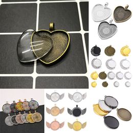 DIY Photo Pendant Sublimation Blanks Pendant Round Love Heart Alloy Material With 2pcs Glass Cover XD24207