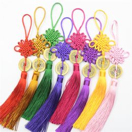 Handmade Copper coin Chinese Knot Tassel Craft Gift Jewelry Making DIY Feng Shui Pendants Crafts Home Decor Multicolor optional