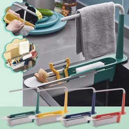 Updated Kitchen Dining Telescopic Adjustable Sink Storage Rack Sponge Soap Holder Expandable Sink Organiser Tools RRE12532