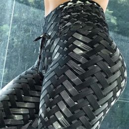 Iron Armor Weave Printed Yoga Leggings Women High Waist Plus Size Leggins Push Up 3D Workout Elastic Bowknot Fiess Pants Y200904