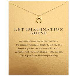 Chain Choker Necklaces With Card Gold Silver Crescent Moon Pendant Necklace For Fashion Women Jewelry LET IMAGINATION SHINE