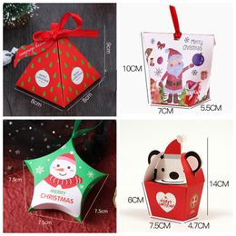 Christmas Candy Box Paper Baking Packaging Bag Santa Claus Gift Box Party Favors Chocolate Cookie Box Christmas Decoration 19 Designs BT906