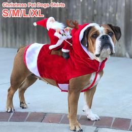 Dog Christmas Clothes Cute Santa Claus Shaped Coat with Hooded Pet Dogs Costume Warm Winter Jacket for Small Medium Large Pets 201201