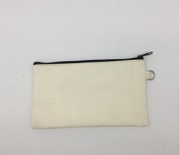 100pcs/lot Blank Canvas Zipper Pencil Cases Pen Pouches Cotton Cosmetic Bags Makeup Bags Mobile phone Clutch organizer SN4994