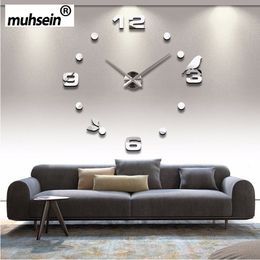 Muhsein Factory 2020 New Modern DIY Black Cat Bird Quartz Wall Clocks Home Decor Orologio Muro Livingroom Creative Watch Wall Y200407