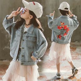 Kids Denim Jackets for Girls Clothes 2020 Spring Fashion Print Teenager Girls Coat Outerwear Jacket Children Clothes 12 14 Year LJ201125