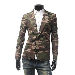 Men's Suits & Blazers Wholesale- Style Autumn Mens Blazer Slim Fit Suit Jacket Fashionable Designer Fitness Camouflage Single Button M-XXL1