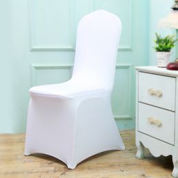 100Pcs Cheap Office Polyester Wedding Chair Cover Spandex White Banquet Lycra Chair Covers For Weddings Party Christmas Decor Y200104