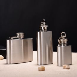 2oz Stainless Steel Hip Flask Whisky Pocket Bottle 55ml Mini Cup Wine Mug Alcohol Kettle Optional Key-Chain Multi Shapes