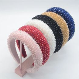 Crystal Luxury Hair Accessories Hairbands Sparkly Padded Rhinestones Headbands Headdress Black White Pink Women Headwear