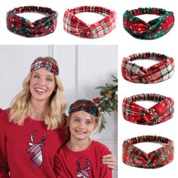 Christmas Headband Family Matching Mother Daughter Cross Headbands Snowflake Plaid Women Children Hairband Fashion Hair Accessories DW6212