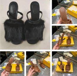 First Sandals Women Slides Leather High-heeled Sandals Pink Black White Beige Slippers Sheepskin Stiletto Sandal Gold Metal Diagonal F