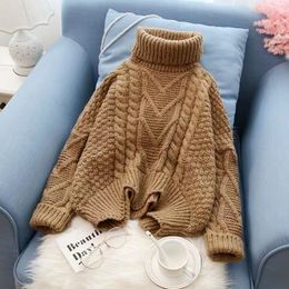 New Knitted Tops In Autumn Winter Korean Sweater Women Flat Knitted Turtleneck Pullovers Oversize Sweater 201123