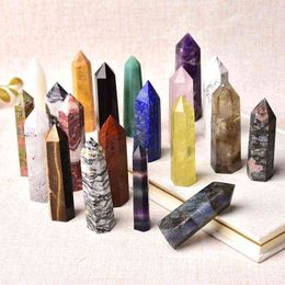 Colors Natural Stones Crystal Point Wand Amethyst Rose Quartz Healing Stone Energy Ore Mineral Crafts Home Decoration 10psc CY220115