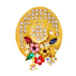 Pins, Brooches CINDY XIANG Rhinestone Colourful Hat For Women Beautiful Fashion Pin 2 Colours Available