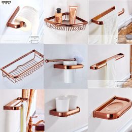 Free shipping Biggers Luxury rose gold copper bathroom accessories set paper holder towel bar soap dish tumbler holder LJ201211