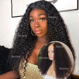 100% 30inches 250density 4B 4C Mongolian Afro Kinky Curly Wigs Unprocessed Human Hair U Part Middle Opening U Shape Wig No Lace For Black Women