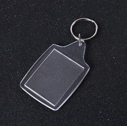 Rectangle Heart Round Styles Transparent Blank Acrylic Insert Photo Picture Frame Keyring Keychain DIY Split Ring Gift