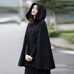 Women's Trench Coats Long Flare Sleeve Hooded Coat Women Lace Patchwork Shawl Mediaeval Steampunk Wedding1