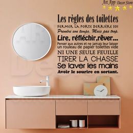 Art New Design house decor Vinyl French washing room rules words Wall Decals removable home decoration toilet quote Sticker 201106