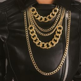 Chains Gold Chain Simple Punk Hip Hop Necklace Women Multi-layer Tassel Handmade Party Jewelry1