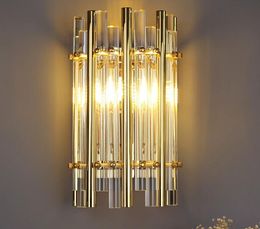 Luxury Modern Crystal Wall Light Bedside Lamp Living Room Hotel Bedroom Aisle Stairs Stainless Steel Wall Sconce