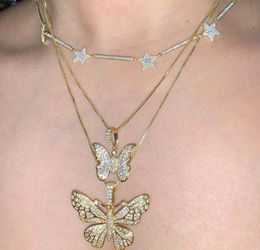Cute Lovely Animal Design Fashion Women Jewellery 16"+4" Box Chain Micro Pave Sparking Bling CZ Ice Butterfly Necklace