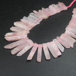 quartz slabs UK - 15.5"strand Top Drilled Slice Natural Rose Quartzs Stick Loose Beads,Raw Pink Crystal Slab Point Pendant Necklace Jewelry Making 200930