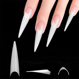 500pc/Box Pointy Stiletto Nail Tips Clear/Natural False Fake Manicure Acrylic Gel Diy Salon Suppliers Extra-Long Fingernail Claw