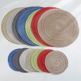 Non-slip Round Placemat Table Mat Cotton Linen Weave Bowl Mat Insulation Heat Pad Anti-scalding Cup Holder Home Kitchen Supplies WVT0341