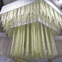 White Artificial Silk Flower Rattan Orchid Wisteria Vines 39 Inches Long For Wedding Backdrop Decoration Shooting Props