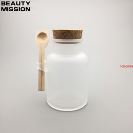 500g round ABS bath salt bottle with wooden spoon 500ml mask powder scrub plastic container cork spoongood qualtity