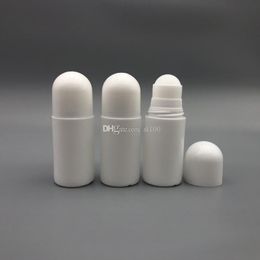 50ML White Empty Roll On Bottles for Deodorant Refillable Containers Large & Travel Size Plastic Roller or Essential Oil