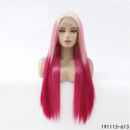 Mix Colour Synthetic Lacefront Wig Simulation Human Hair Lace front Wigs 26 inches Long Straight Pelucas 191113-613