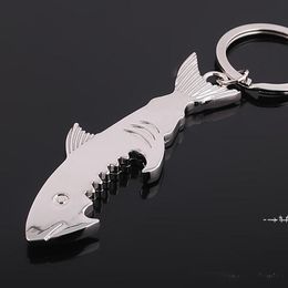 NEWRetro Keychain Shark Bottle Opener Bar Tools Metal Key Ring Beer Bottles Openers Portable Kitchen Creative Gift barware RRD12867