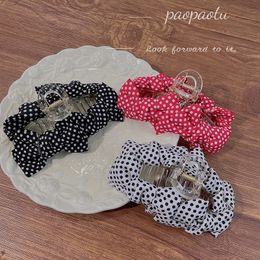 Korean version of the bow grabbing back the head elegant fabric polka dot large hairpin French temperament girl headdress