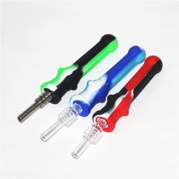 smoking 14mm Silicon pipes silicone dab straw simple design with titanium tip dabber tools
