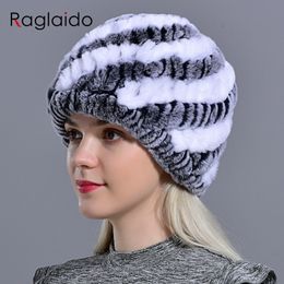 Genuine Rex Rabbit Fur Hat Snow Cap Winter Hats for Women Girls Real Fur Knitting Skullies Beanies natural fluffy hat LQ11169 Y200102