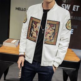 Spring Autumn Bomber Jacket Men 2020 New Fashion Chinese Long Pao Jackets Men Slim Fit Casual Mens Coats Windbreaker -M Sale LJ201013