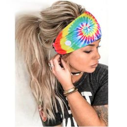 Good-looking tie-dyed spiral cotton button anti-stroke hair band headscarf headband jewelry Yoga sports elastic headband