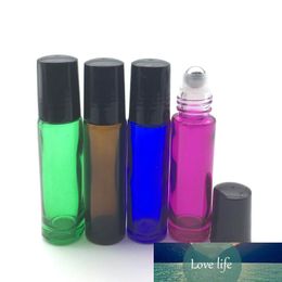 5pcs 10ml Colorful Perfume Roll On Glass Bottle Empty 10cc Essential Oil Roll-On Black Plastic Cap Container