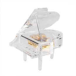Decorative Objects & Figurines Acrylic Piano Shaped Music Box Gift Transparent Mini For Home Office Decor1