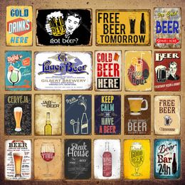 Cold Ice Beer Metal Painting Poster Cocktail Wine Bar Decor Vintage Signs Pub Club Hotel Store Art Gift Home Wall Plaque Size 20X30cm