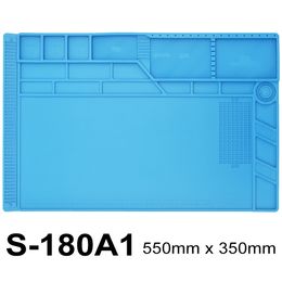 S-180 BGA Heat Insulation Silicone Soldering Pad Repair Maintenance Platform Desk Mat with Magnetic Section S-180A1 550x350mm