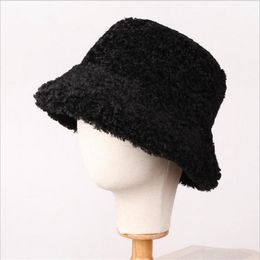 Women Bucket Hats Winter Lamb Fur Thick Warm Suede Velvet Hats New Arrival 2020 Caps